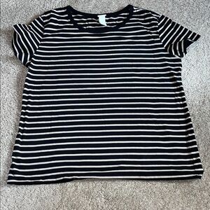 H&M Black and Tan Striped Short Sleeve Top